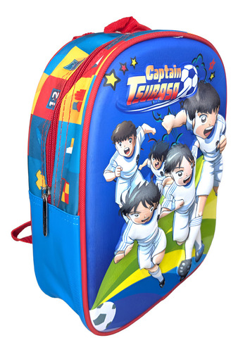 Mochila Super Campeones Capitan Tsubasa Jardin 11 3d Futbol Color Celeste Diseño De La Tela Estampado