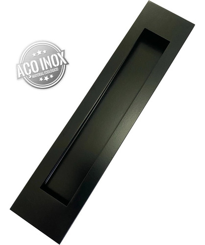 Kit 2 Puxadores Concha De Embutir Para Porta Inox 25 Cm Cor Preto