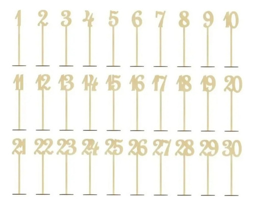Set De 30 Números Para Mesa En Mdf, Xv Años, Bodas, Fiestas