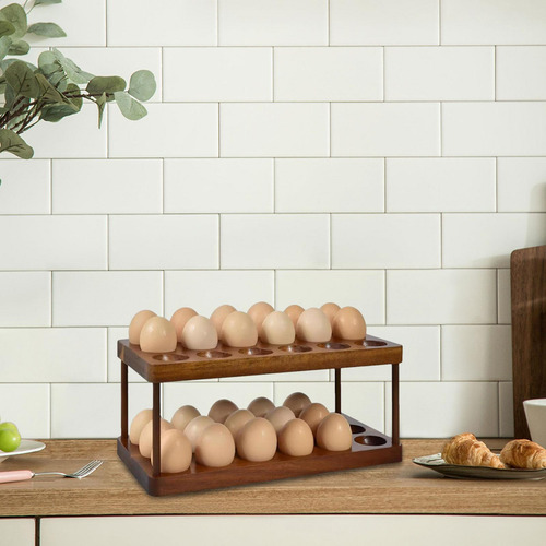 Wooden Egg Holder Detachable Double Layers For Cabinet