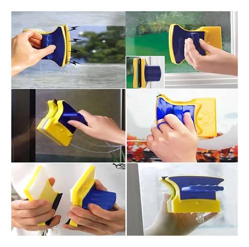 Limpador De Vidro Janela Magnetico Duplo C/ Rodo E Esponja
