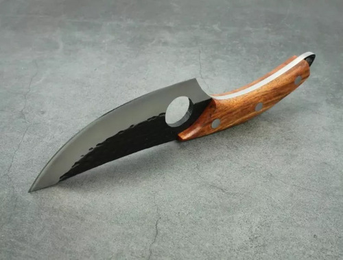 Cuchilla Artesanal Cheff Disco Arado 4 Mm + Funda De Cuero Plateado