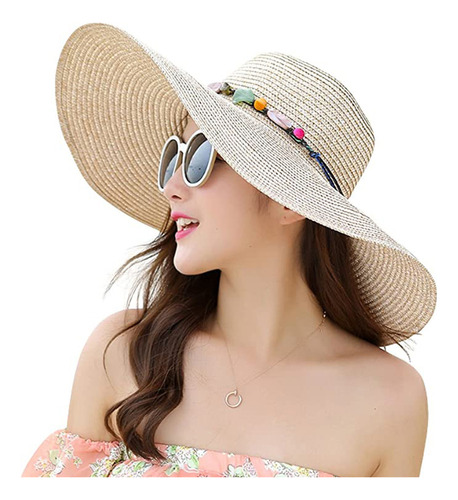 Sombrero De Paja De Ala Grande De Verano For Mujer, Sombrer