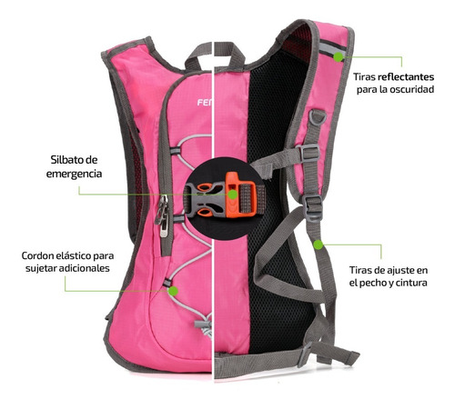 Imagen 4 de 9 de Mochila Hidratante 2lts Running Senderismo Ciclismo Trekking
