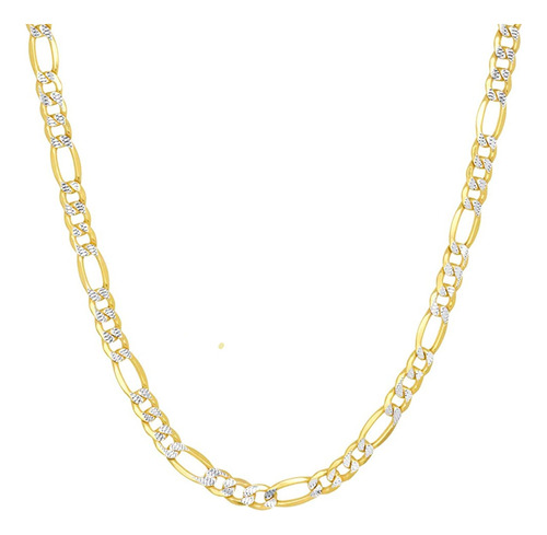 Cadena Figaro 3x1 Diamantada Oro 14k 50cm 2mm Italy Unisex