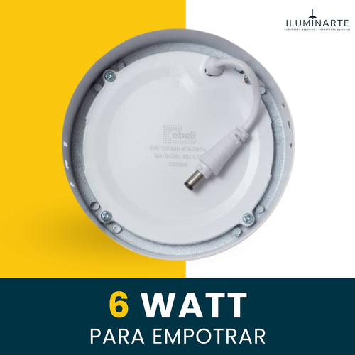 Iluminarte Panel Redondo Superficial Led Luz Blanca 6500k 6w