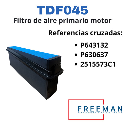 Filtro De Aire Freeman Tdf045 International Lt 2515573c1