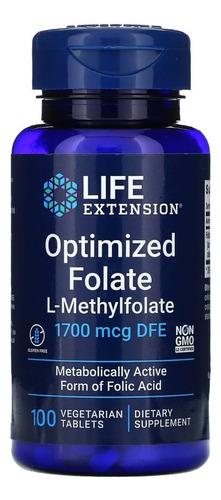 Metil Folato 1700 Mcg 100 Tabs L-methylfolate Optimized Life