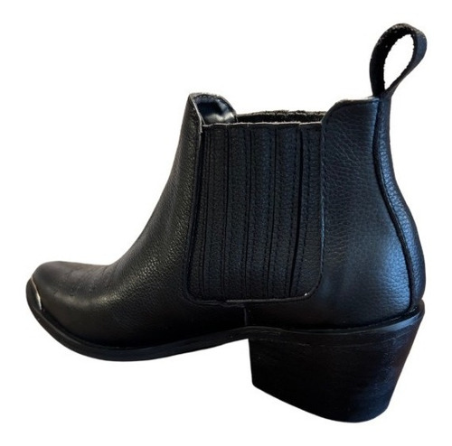 Imagen 3 de 6 de Bota Texana Mujer Caña Baja Cuero Elastico