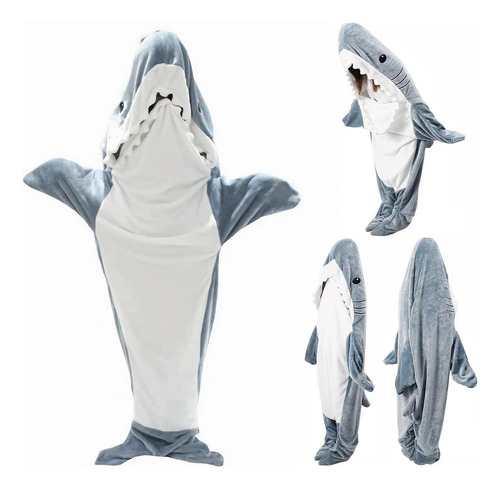 Manta Tiburón Con Capucha Adultos Portátil Suave Franela Sgris Diseño