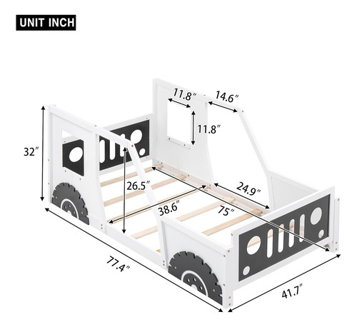 Cama De Plataforma En Forma De Auto De Tamaño Individual Con