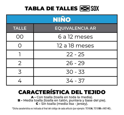 Pack Medias Largas Sox X3 Unidades Niños Sox Tripack