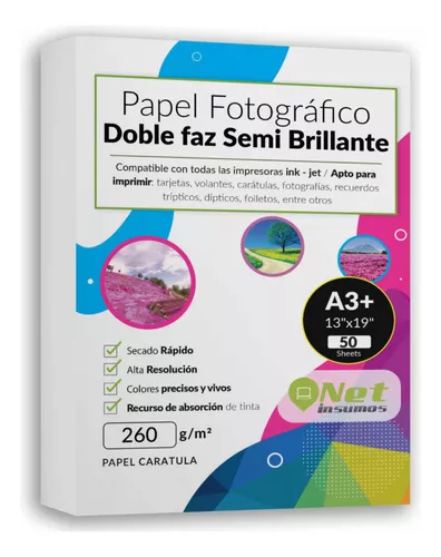 Papel Fotográfico Doble Faz Semi-brillo A3+ 50 Hojas 260 Gr