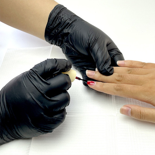 Guantes De Nitrilo Negros Dedos Texturizados (caja 100 Uds)