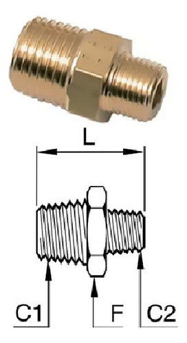 Niple Doble Parker Legris 01212721 C1: R3/4 - C2: R1/2