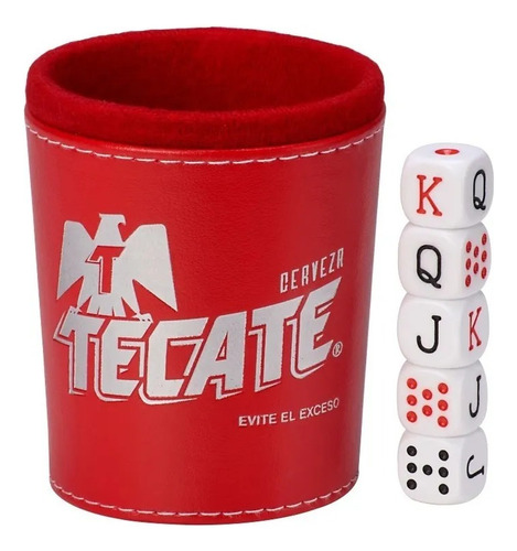 Domino Tecate / Carta Blanca B/n Caja Madera / Cubilete