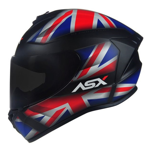 Capacete Moto Fechado Asx Draken Wind Preto E Azul Fosco