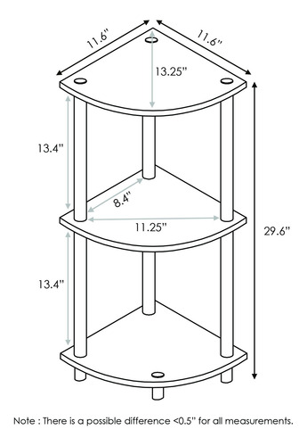 Estantería Tubular Esquinera Multipropósito 3 Niveles Café N