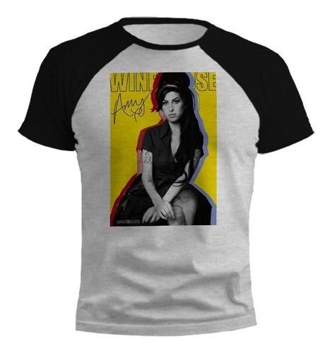 Remera Amy Winehouse Poster Gris Ranglan