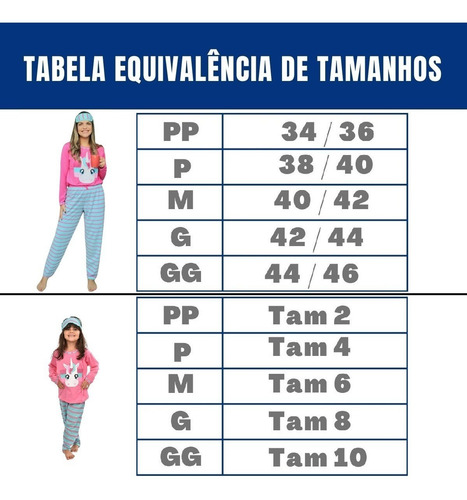 Imagem 2 de 6 de Pijama Longo Mãe E Filha + Tapa Olho Unicornio