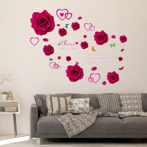 Hermosa Calcomanía De Pared, Calcomanías De Rosas Rojas