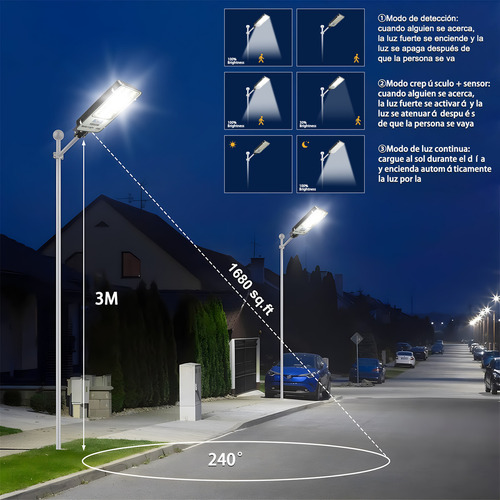 Lámpara Led Solar 1000w Luminaria Suburbana Alumbrado Públic
