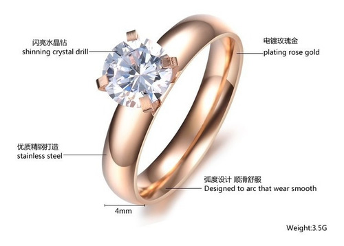 Imagen 4 de 5 de Anillo Solitario En Acero Con Zirconia - 918