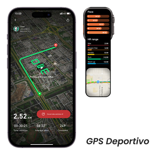 Smartwatch Grow GR29 Ultra+ 2.1" GPS Llamadas Notificaciones Doble Malla Silicona Tela Blanco/Azul