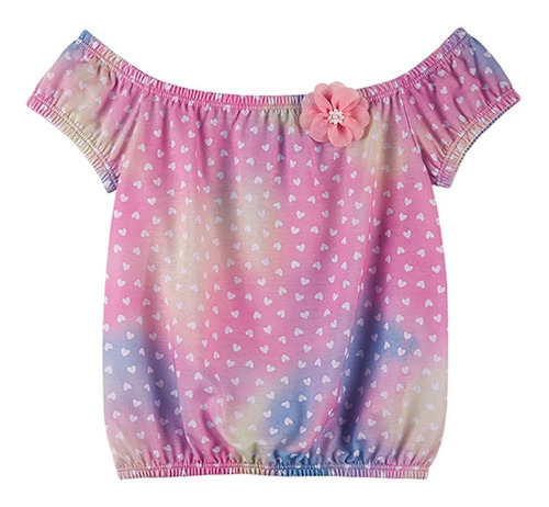 Blusa Infantil Menina Ciganinha Tie Dye Coração Tam 1 Ao 10