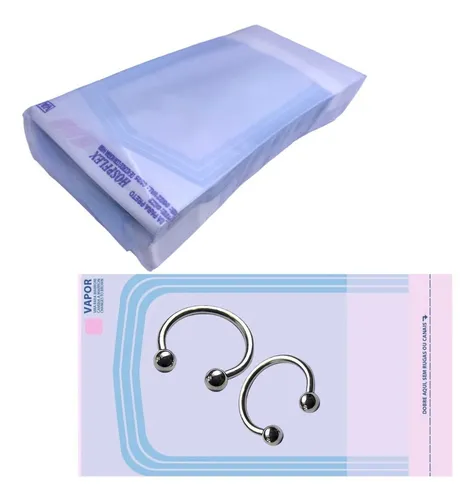 comprar 100 Envelopes Esterilização Autoclave Piercing Jóia 5x13 Cm 127u002F220v