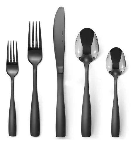 comprar Juego De Cubiertos Negros Acero Inoxidable 20 Pzas
