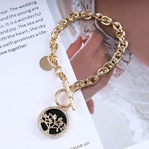 Pulsera De Cadena Gruesa Zeshimb, Cadena De Eslabones Dorado