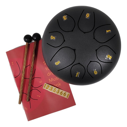 Steel Tongue Drum 6 Pulgadas 8 Tonos Negro Meditacion