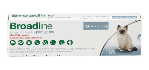 Antipulgas Para Gato Pipeta Broadline 0,6 A 2,5 Kg