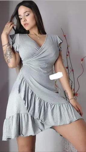 Vestidos cruzados con volados sale