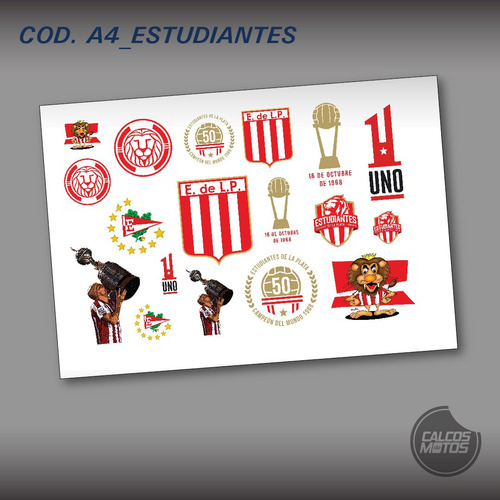 Calcos  Stickers Premium Uv A4  Estudiantes De Lp Pincha