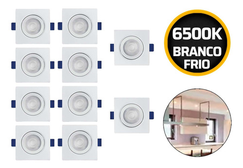Imagem 3 de 6 de Kit 10 Spot 5w Led Direcionável Embutir Gesso Teto