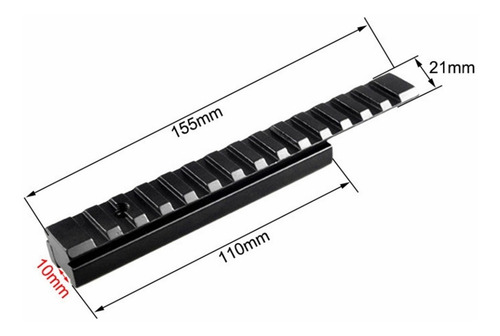 Imagen 2 de 6 de Adaptador Riel Picatinny 11 A 20mm Weaver 15cm Largo