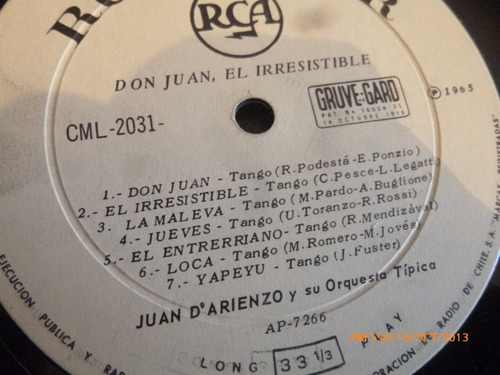 Vinilo Lp De Don Juan -el Irresistible (u127