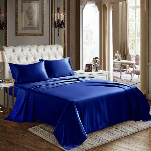 Cozylux Satin Sheets King Size 4 Piezas Sabanas Sedosas Jue