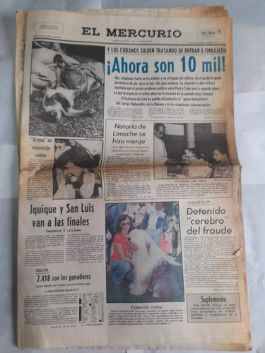 Antiguo Diario El Mercurio Del 7 Abril 1980 (d65