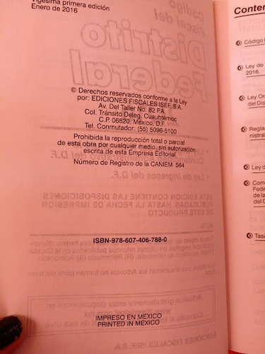 Codigo Fiscal Del Distrito Federal 2016 (Usado)