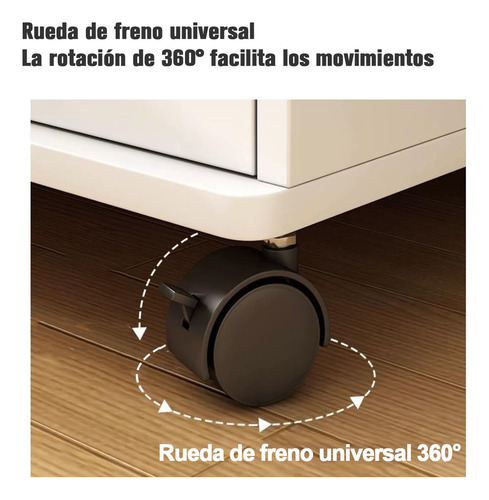 Archivero Madera 3 Cajones Para Oficina Con Llave 4 Ruedas Blanco