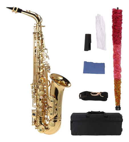 Summina Saxofón Alto Latón Chapado En Oro Y Saxo Plano 802 I