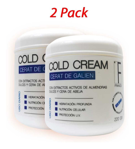 2 Pack Crema Facial Cold Cream De Almendras Y Cera De Abeja
