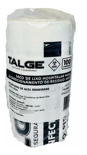 Saco De Lixo 100 Litros Infectante Com 100 Unidades