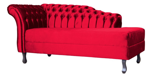 Recamier Divã Styllus Lado Direito Veludo Vermelho