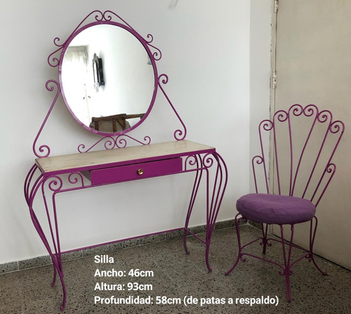 Antigua Cama Hierro Forjado Luis 15 Dressoire Mesa Luz Silla