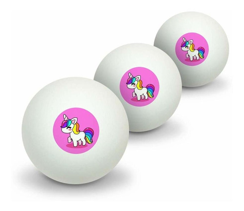 Pelota Ping Pong Diseño Unicornio Kawaii Arcoiris