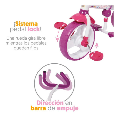 Imagen 4 de 6 de Triciclo Unicornio 3 En 1 Toldo, Mango Direccionable Bestoys
